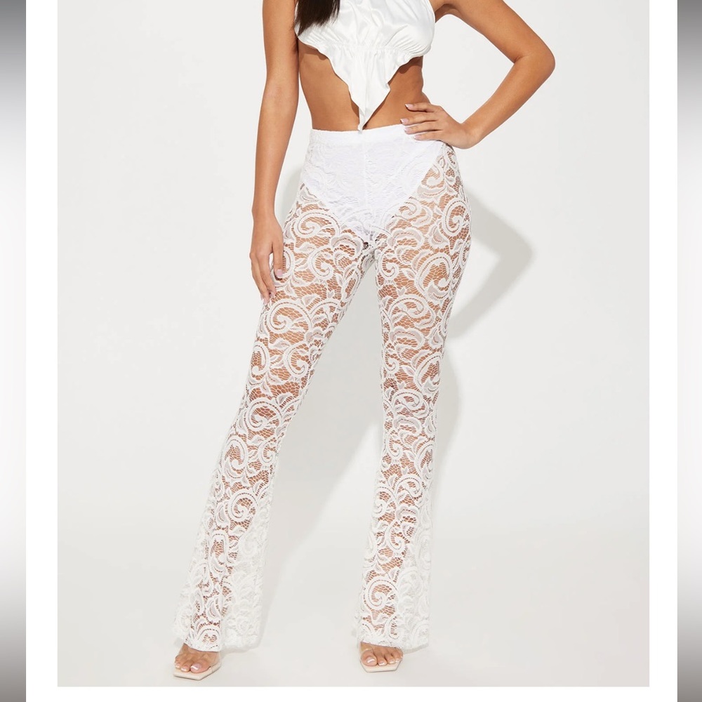 Fashion nova Leilani Lace Wide Leg Pant - white